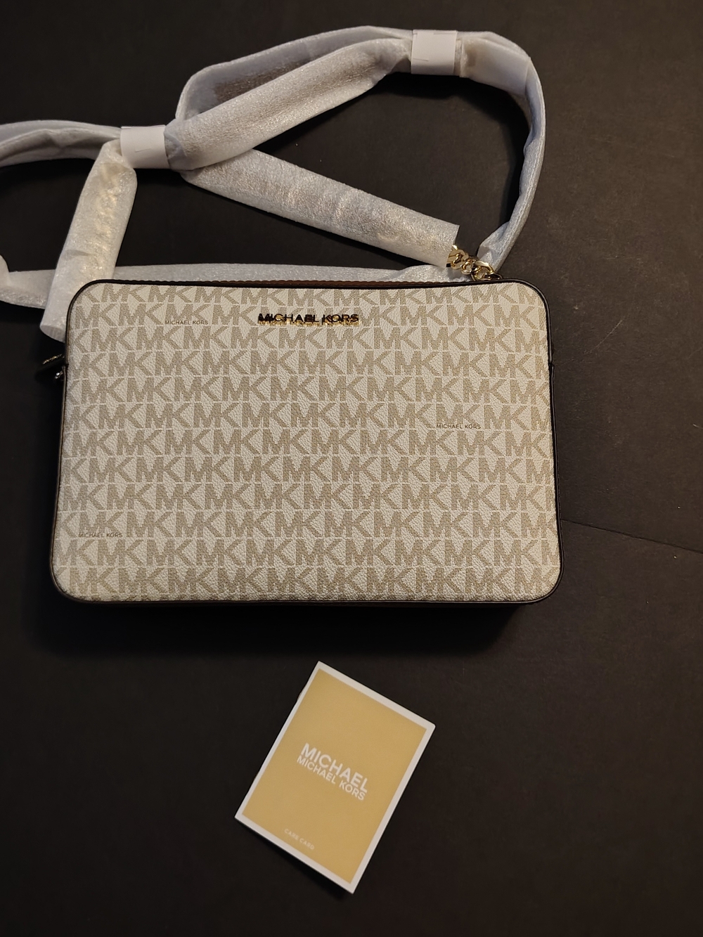 Michael Kors White/Beige Logo Crossbody Bag